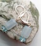 Earrings With Pale Blue Rectangular Bead and Light Blue Crystal Rondelle Beads - Image 4