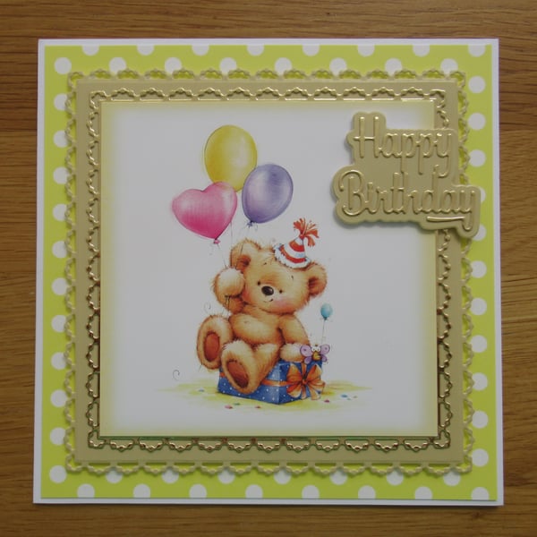 Birthday Bear - Birthday Card - Yellow