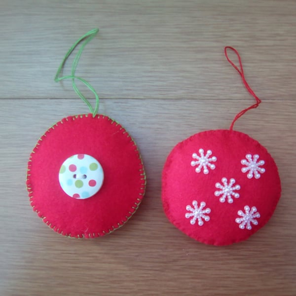 Set of 2 Felt Tree Decorations