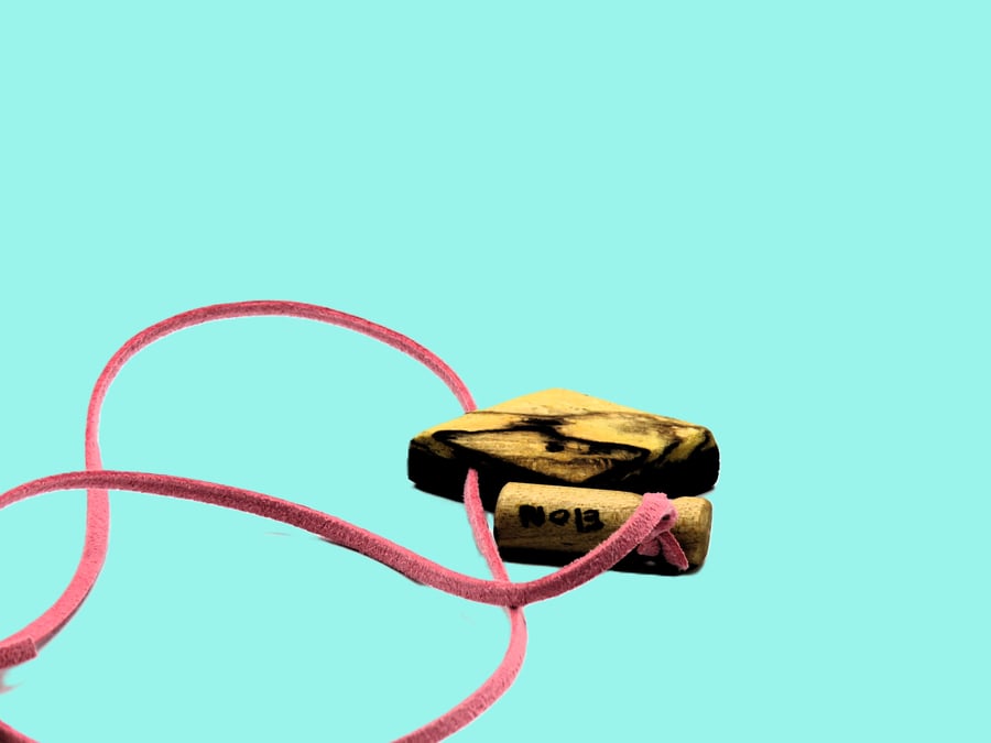 Handcarved Diamond shaped 2 tone wood Necklace. SKU-N13