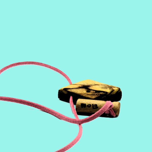 Handcarved Diamond shaped 2 tone wood Necklace. SKU-N13