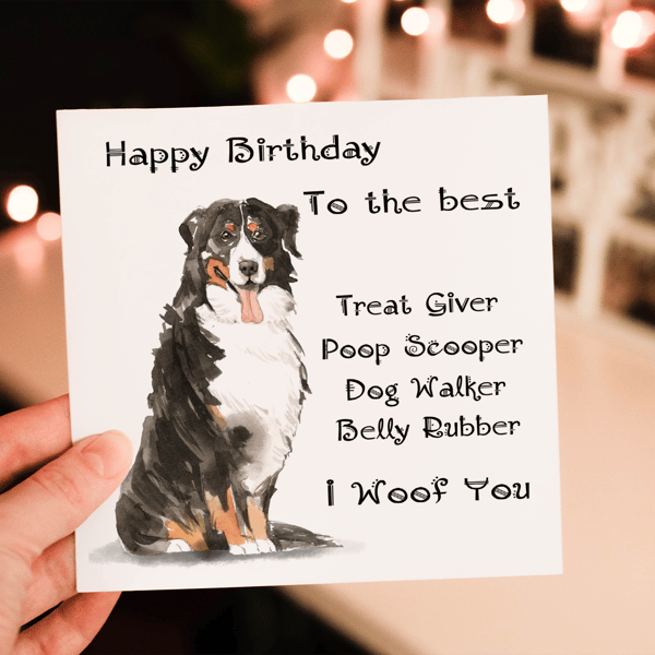 Burmese Mountain Dog Birthday Card, Dog Birthday Card, Personalized Dog Breed