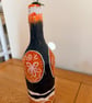 Hand Painted Decorative Bottle Vase Tribal Design Upcycled Glass Modern Boho art - Image 2