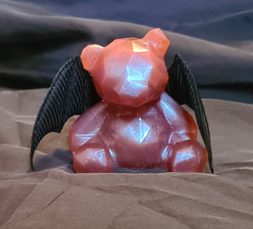 Bat-Bear - Resin Art Bear Figurine - Red  - Cinnabar 