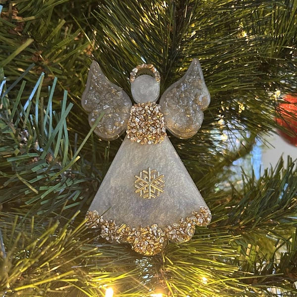 Celestial Grace – Gold & Bronze Angel – Christmas Hanging Decoration