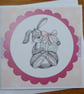 Birthday Card - Rabbit with Present - Pink - Image 7