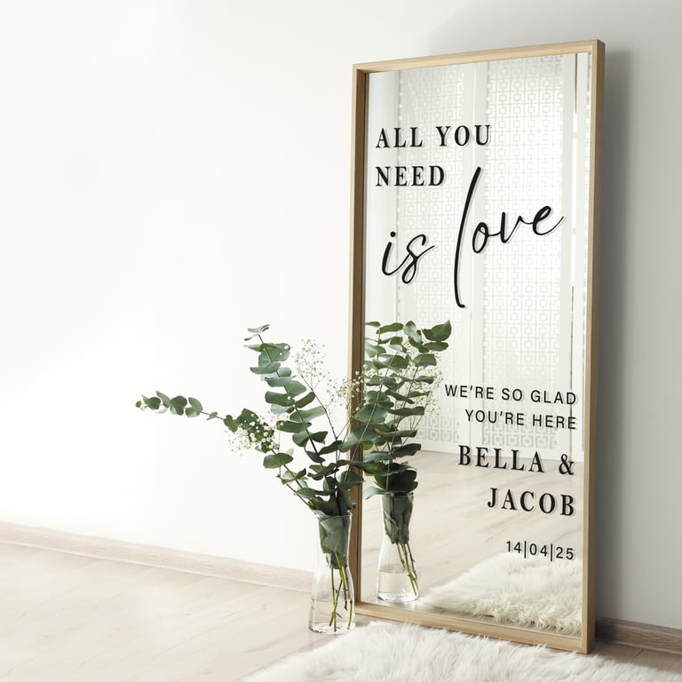 All You Need Is Love - Glad Personalised Sticker: Custom Wedding Decal 