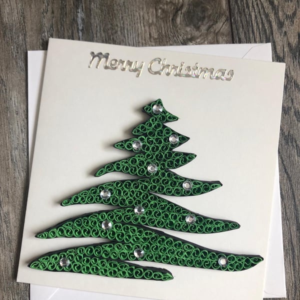 Stunning handmade quilled Christmas Tree Card