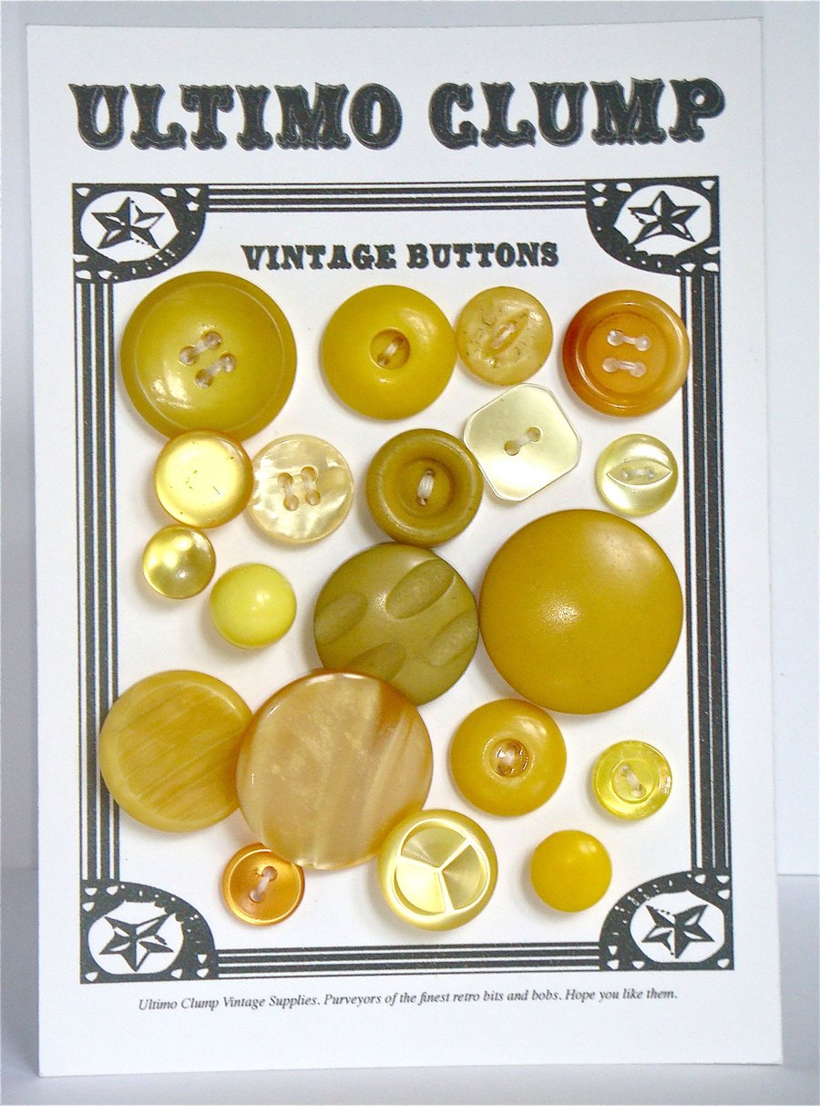 20 Vintage Mixed Yellow Buttons
