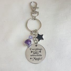 Everything's Better With Magic Key Ring or Bag Charm - Amethyst