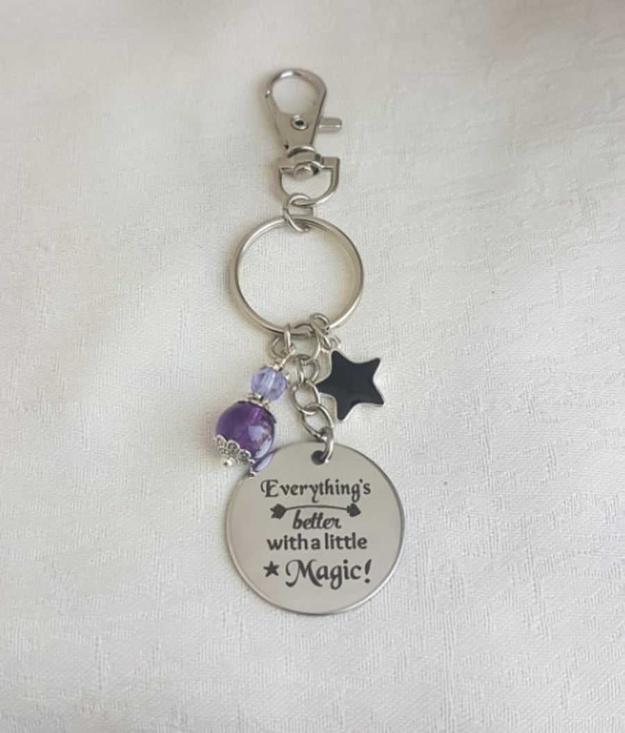 Everything's Better With Magic Key Ring or Bag Charm - Amethyst