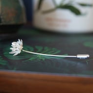 Sterling Silver Lotus Flower Brooch Pin - Handmade UK Jewellery