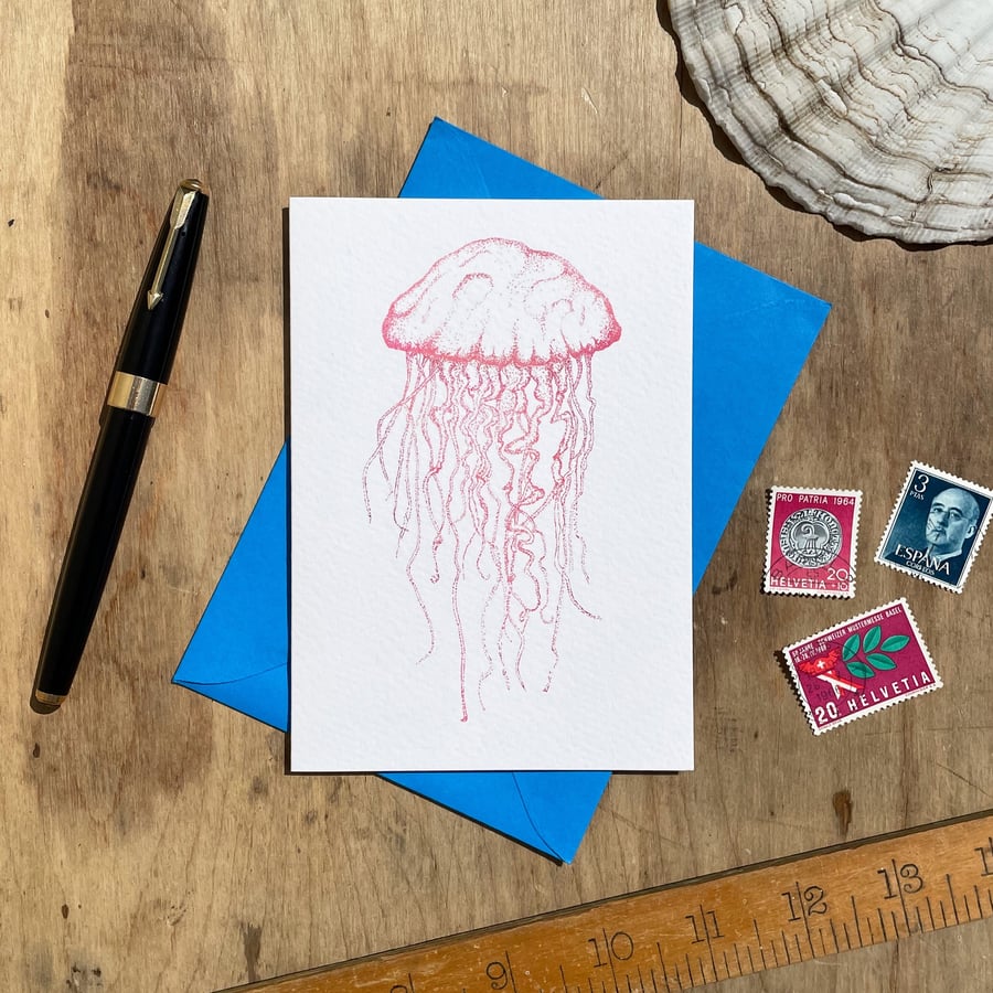 Jellyfish Illustrated Blank Greeting Card
