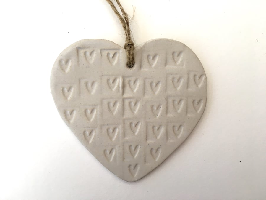 Bespoke Hand made Loveheart hanger, ceramic lovehearts, home decor, pottery
