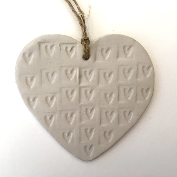 Bespoke Hand made Loveheart hanger, ceramic lovehearts, home decor, pottery