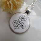 Screen Printed Polymer Clay Pendant Necklace