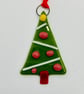 Handmade Fused Glass Xmas Tree Hanging Christmas Decoration  - Image 2