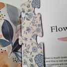 2x Bookmarks, Unique Puzzle Shape, Vintage Floral Design, Quirky Unusual Present