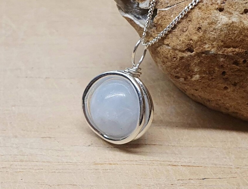 Celestite circle pendant