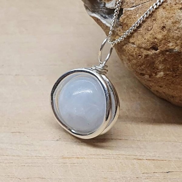 Celestite circle pendant