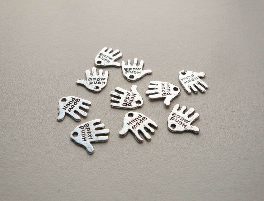 10  'Hand Made' Hand Charms