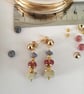 Gemstone earrings, Tanzanite, strawberry quartz & beryl. - Image 5