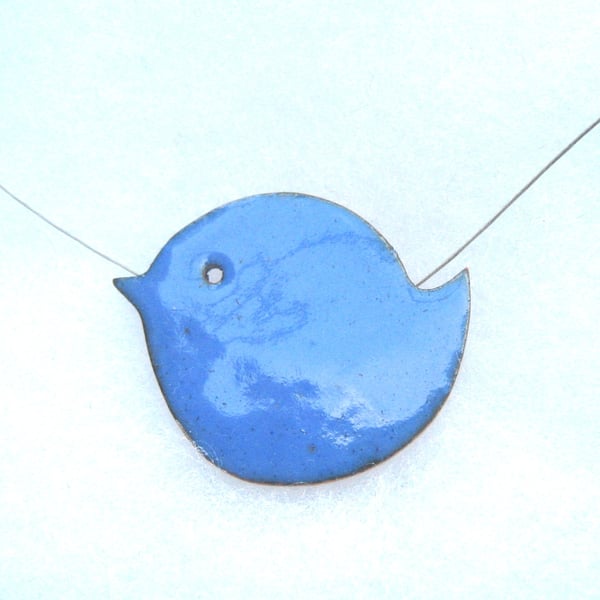 Little blue bird enamelled necklace