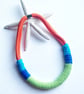 Lime and blue Knotted Rope Statement Necklace, Chunky Statement Handmade Jewelry - Image 2