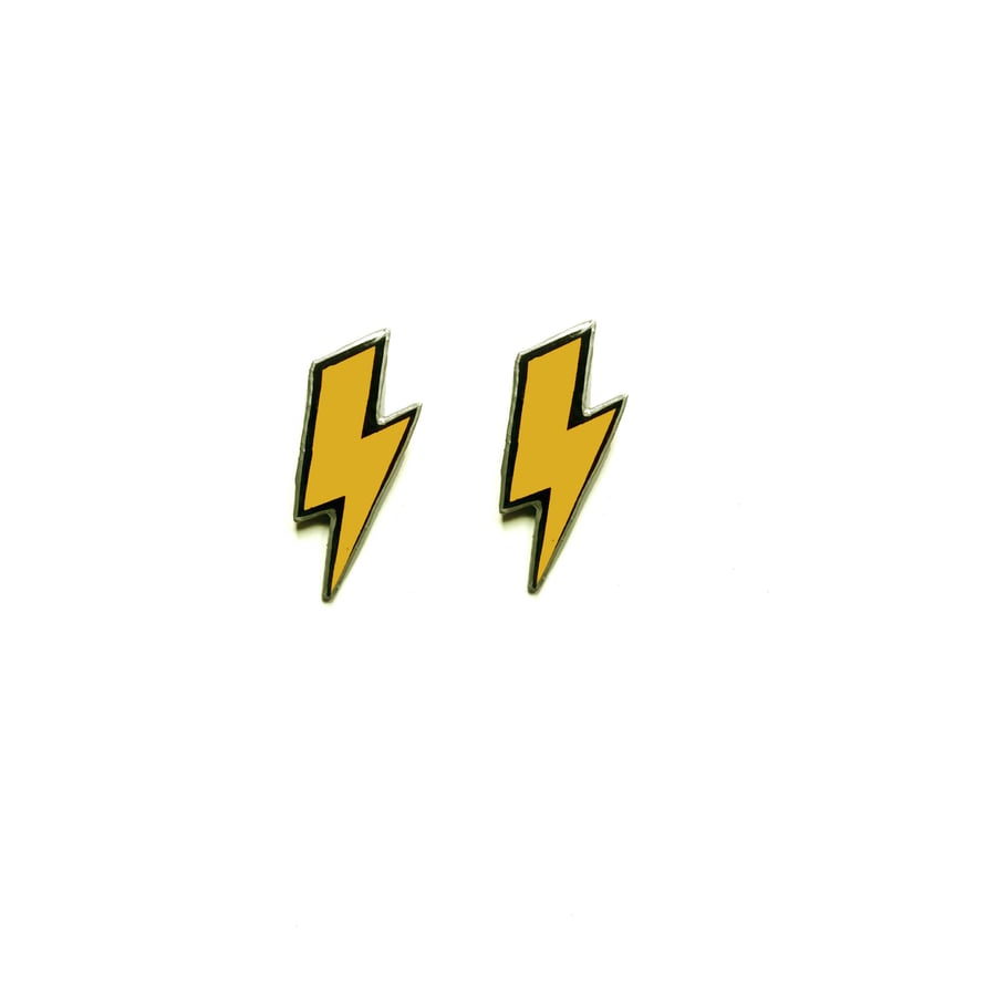 Yellow Lightening Bolt Resin Ear Studs by EllyMental