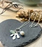 Pretty silver pearl and aventurine necklace - Image 2