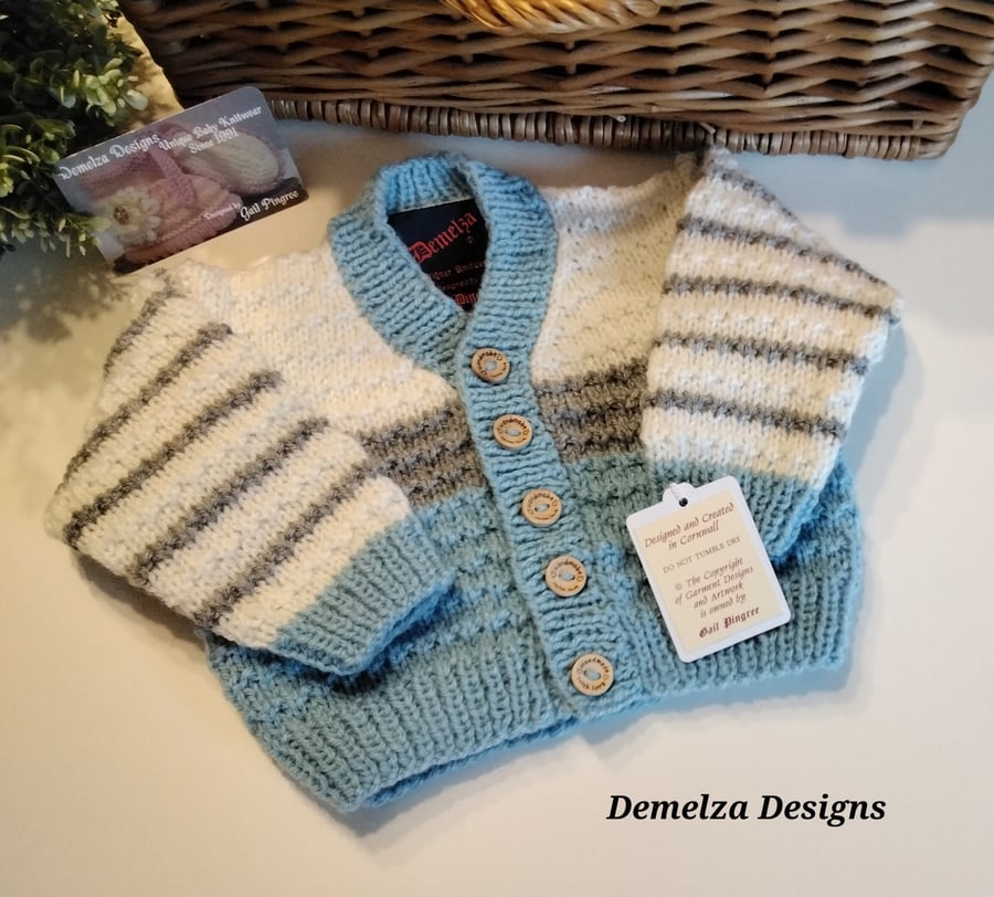 Baby Boy's Designer Hand Knitted Cardigan  3-9 months size