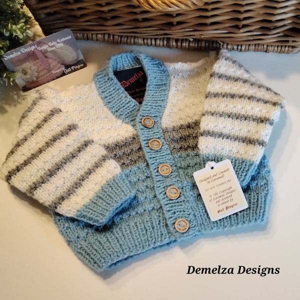 Baby Boy's Designer Hand Knitted Cardigan  3-9 months size