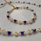 Azure Petal Necklace&Matching Bracelet Handmade Jewelry Perfect for gifting ..