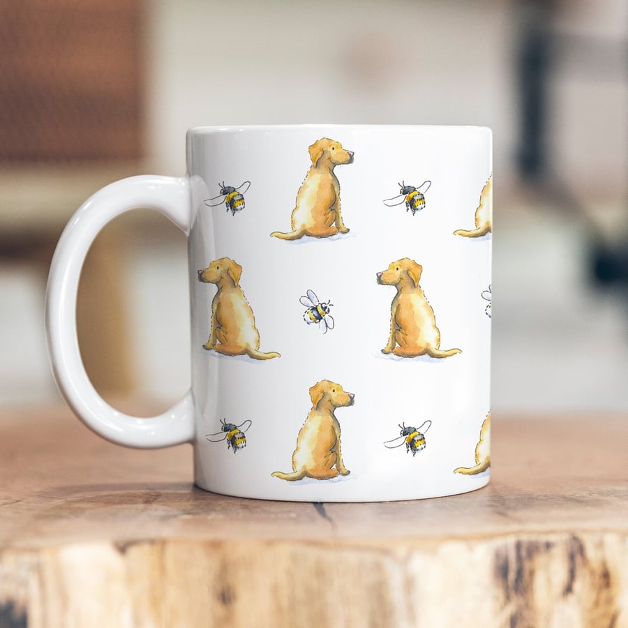 Yellow Labrador and Bee Ceramic Mug