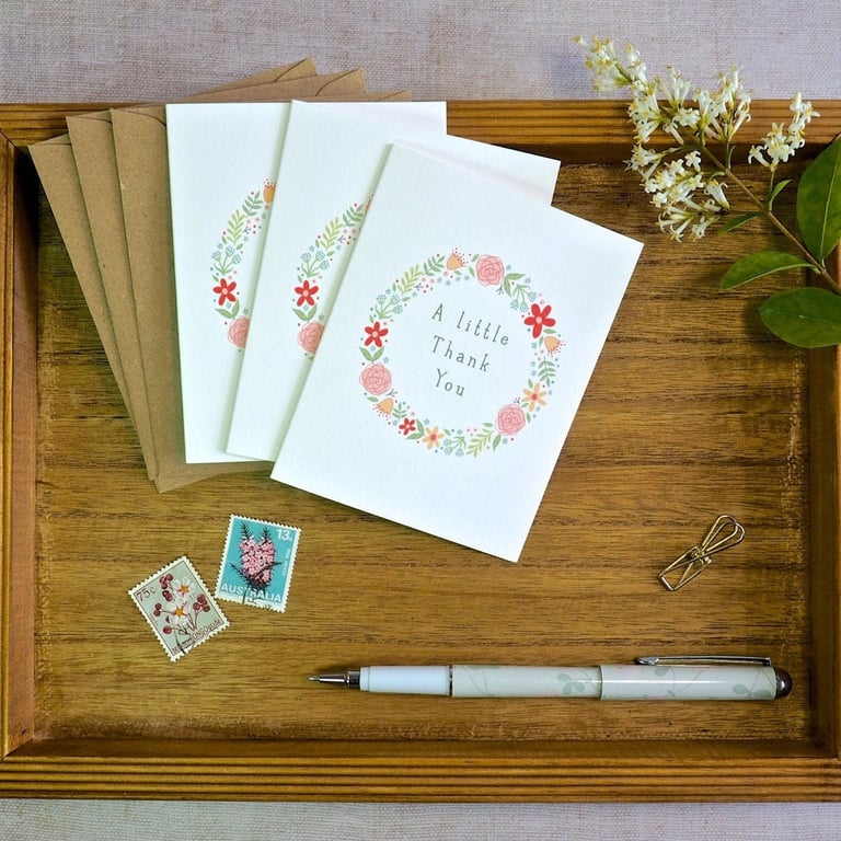 Meadow Circle Set of 3 Thank You Mini Notecards 