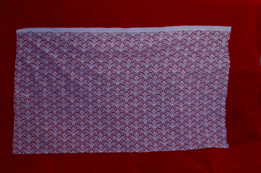 Lace White Nylon Flower Pattern Remnant