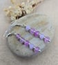 Silver plated hypoalergenic earrings with acrylic faux crystal beads lilac purpl