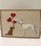 Embroidered Applique Card for Whippet and Sighthound Lovers 