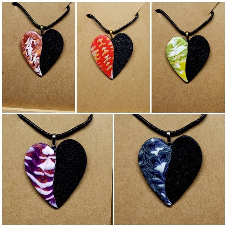 Heart pendant - polymer clay necklace - unique jewellery - gift for her