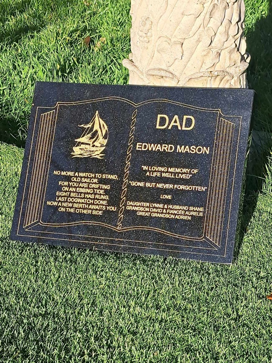 Memorial Grave Plaque Stone Engraved Bible Headstone Open Book Granite Marker
