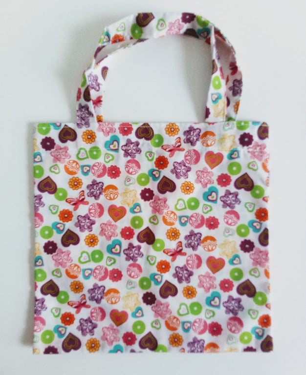 Gift bag, reusable gift bag, Birthday gift bag, hearts, butterflies, floral 
