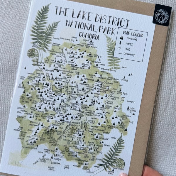 The Lake District Map Greetings Card