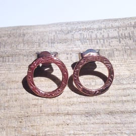 Copper Circular Earrings (ERCUSTHP6) - UK FREE POST