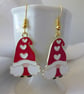  Pair of Novelty Christmas Enamelled Gonk Gnome Earrings Red and White