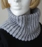 Loom Knitted Neck Warmer In Chunky Light Grey Medium To Large  (A109) - Image 1