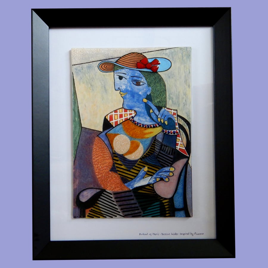 Handmade Fused Glass Picasso 'Marie-Therese Walter' Painting