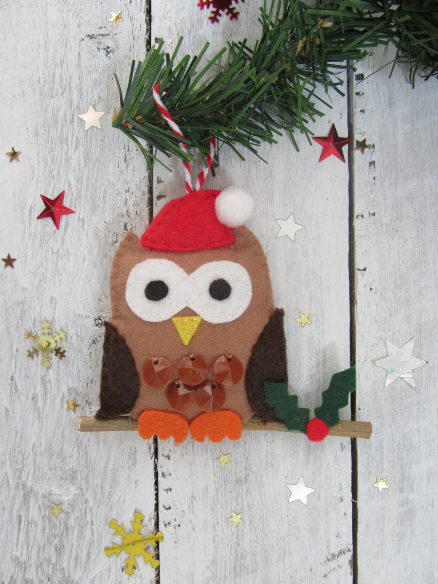 owl decoration, owl ornament, owl lovers gift, Christmas tree decoration, bird