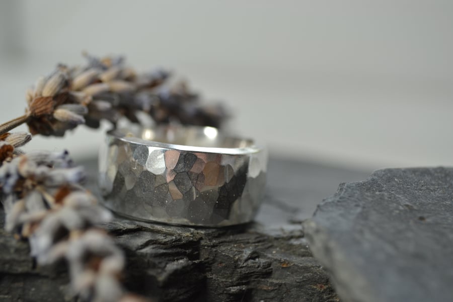 Chunky heavy sterling silver mens  ring