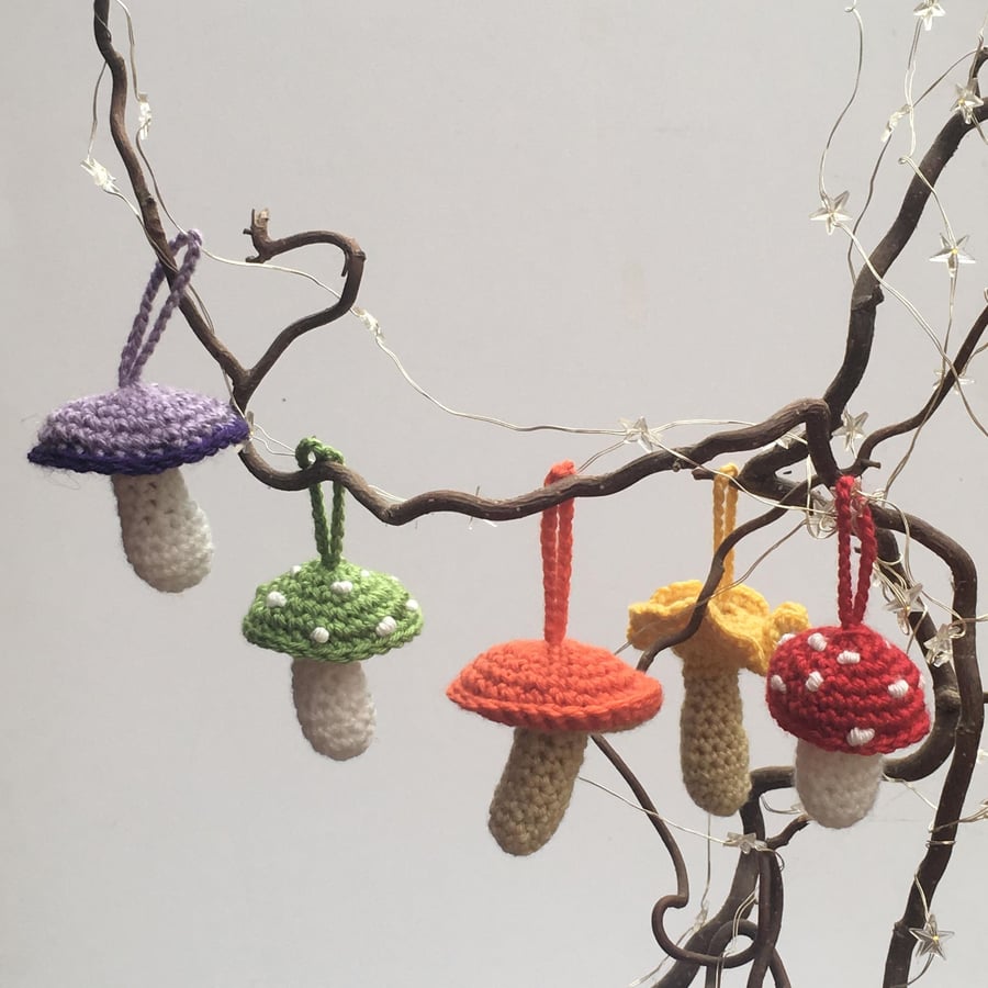 Crochet Mushrooms Christmas tree decorations