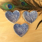 Blue Peacock ring holder - Heart Trinket dish - Ceramic tealight holder - 2not